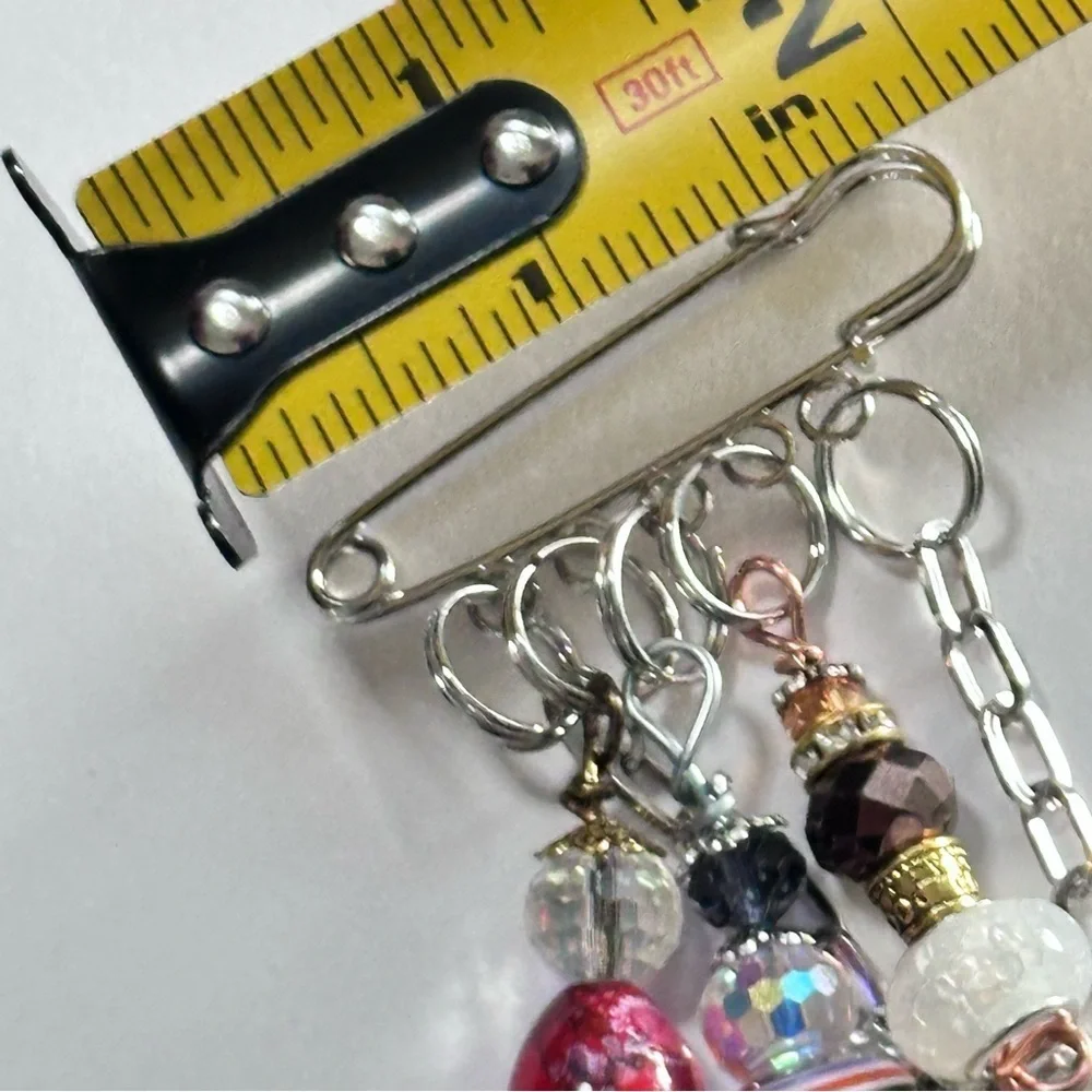 Brooch | Hand Crafted | Glass Beaded |  Pin Artisan Multicolor Wire-Wrapped OOAK